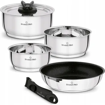 Sada nádobí STARKE PRO Sada hrnců s pánví a odnímatelnou rukojetí Solve, 6 dílů