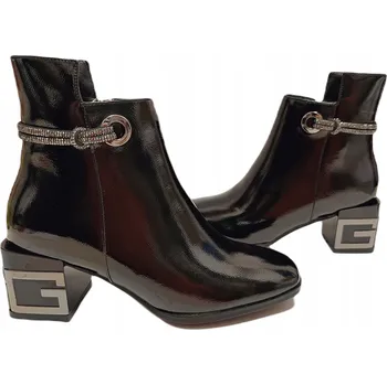 Dámská zimní obuv ELEGANTNÍ lakované kotníkové boty D&A MR870-13 černé r38