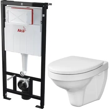 WC sada ALCA Sádromodul - předstěnový instalační systém bez tlačítka + WC CERSANIT DELFI + SEDÁTKO AM101/1120 X DE1