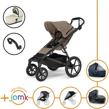 Kočárek Set 7v1 Thule Urban Glide 4-wheel Tinted Taupe s magnetickou sponou + madlo + korbička Soft beige + JOMK příslušenství