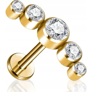 Náušnice ZLATÝ piercing CLUSTER náušnice s čirými zirkony FLAT 1,2/8