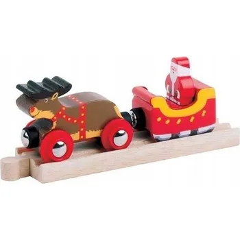 Vláček a vláčkodráha Bigjigs Rail Saně Santa Clause + koleje