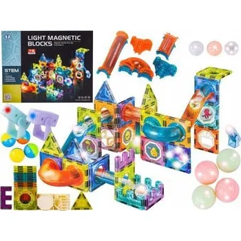 ostatní stavebnice Magnetické Stavebnice KRUMAD kuličková dráha svítící 75 dílků