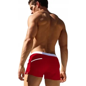 Pánské plavky PÁNSKÉ PLAVKY ŠORTKY BOXERKY POHODLNÉ MODERNÍ SE SÍŤKOU ČERVENÉ - 3XL
