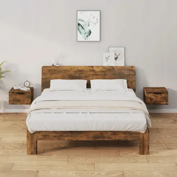 Noční stolek Závěsné noční stolky, 2 ks, kouřový dub, 34x30x20 cm