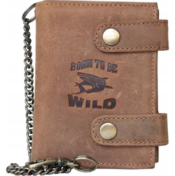 Peněženka Kožená peněženka se žralokem, se dvěma upínkami, řetízkem a karabinkou