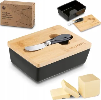 Máslenka Porcelánová máslenka NBC s víkem a nožem Konighoffer, černá