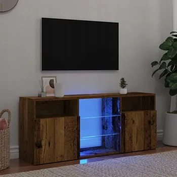 Televizní stolek TV stolek s LED osvětlením, staré dřevo, 120x30x50 cm