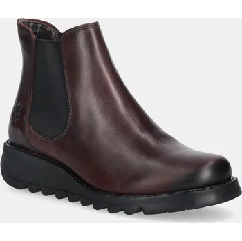 Dámská zimní obuv Kožené kotníkové boty Fly London SALV195FLY P143195103 burgundské 93X, EUR 37