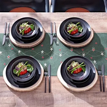 Talíř Jídelní servis Břidlice, sada 12 ks černá