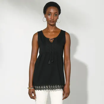 Blancheporte Tunikový top s krajkou černá 46/48