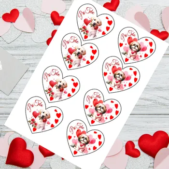 Jedlá dekorace na dort Zamilované srdíčko "Psíci" srdce klasika (VYŘEZÁNO)