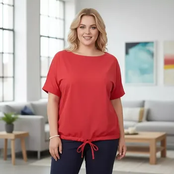 Dámské tričko Dámské červené triko nadměrná univerzální velikost XL - 3XL R1311