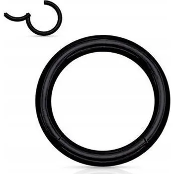 Náušnice Titanové kroužek černý segment CLICKER 1,0/6