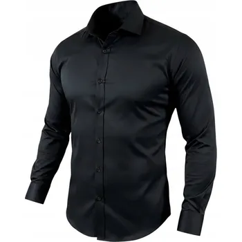 Pánská košile Košile slim fit klasická saténová hladká elegantní černá EGO04 - XL