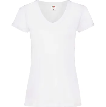 Dámské tričko Tričko Dámské Valueweight s V-výstřihem Bílé vel. XL