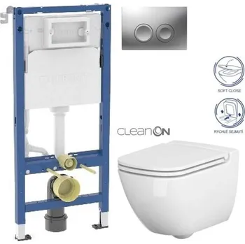 WC sada GEBERIT DuofixBasic s matným tlačítkem DELTA21 + WC CERSANIT CLEANON CASPIA + SEDÁTKO 458.103.00.2 21MA CP1
