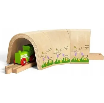 Vláček a vláčkodráha Hračka Bigjigs Rail Zakřivený 3dílný tunel dřevěný