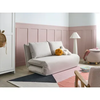 Pohovka Rozkládací pohovka krémově bílý potah z umělého lnu 2místná bez područek s extra polštáři Dětská pohovka Moderní styl Obývací pokoj Dětská ložnice Beliani