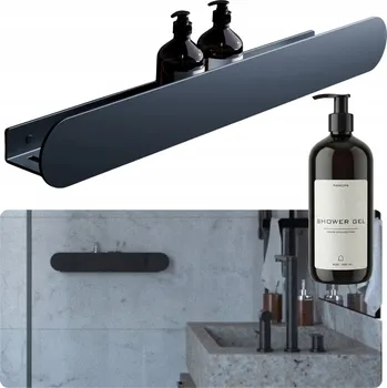 Koupelnový nábytek Závěsná koupelnová police NewOps kovová černá matná 48 cm