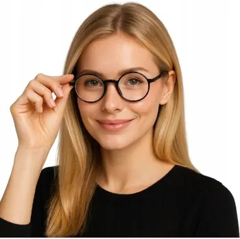 Sluneční brýle Černé kulaté brýle bez dioptrií retro unisex – lehké obroučky, BLUE-LIGHT
