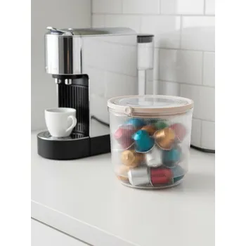 Dóza na potraviny Sinsay - Rýhovaná nádoba s víkem na kávové kapsle - bílá - 992HB-00X - 992HB-00X-ONE