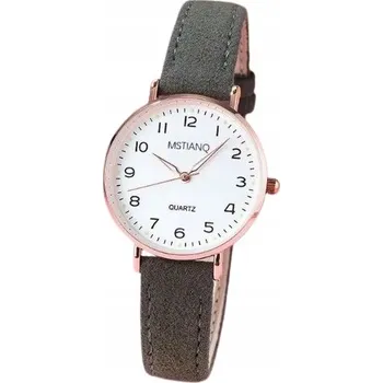 Hodinky DÁMSKÉ HODINKY MSTIANQ Šedý řemínek Zlaté pouzdro Stylový dárek