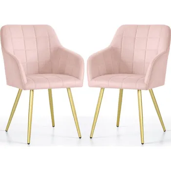 Jídelní židle Sada dvou jídelních židlí LUXANO sametové, růžové / zlaté nohy (2 ks)