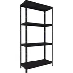 Regál do domácnosti Biedrax 40 x 60 x 180 cm, černý, 4 police plech, nosnost 100 kg na polici