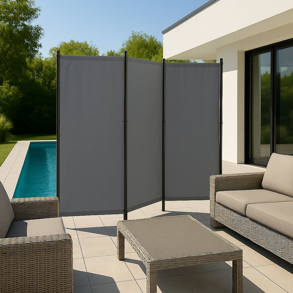 MultiGarden Skládací zahradní paraván do interiéru, 3 panely, 167 x 164 cm, šedý