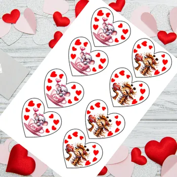 Jedlá dekorace na dort Zamilované srdíčko "Slůně+žirafka" srdce klasika (VYŘEZÁNO)