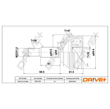 Hřídel nápravy Sada kloubu hnacího hřídele DRIVE+ DP2110.10.1544