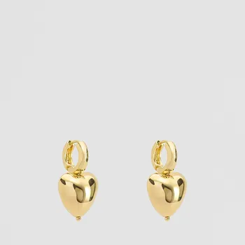 Náušnice Reserved - Závěsné náušnice se srdíčky - zlatý - 016ID-GLD - 016ID-GLD-ONE