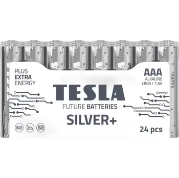 Článková baterie Alkalické baterie TESLA SILVER+ AAA LR03 1,5 V, balení 10 ks