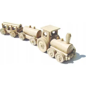 Vláček a vláčkodráha Ceeda Cavity přírodní dřevěný vláček - Nákladní vlak
