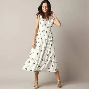 Dámské šaty Dlouhé šaty s potiskem, krepon režná/černá 42