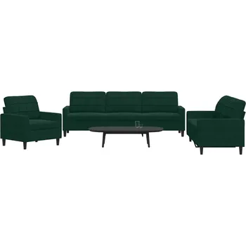 Pohovka zahrada-XL 3dílná sedací souprava s poduškami tmavě zelená samet 3278433