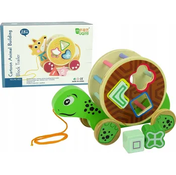 Dřevěná hračka Želva na tahání Lean Toys dřevěná třídička