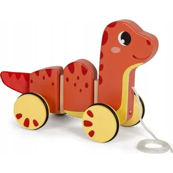 Hračka pro nejmenší Dřevěný dinosaurus pro tahání na provázku