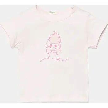 Dětská móda Dětské bavlněné tričko United Colors of Benetton 3I1XA1069.G.W.Seasonal růžová 03X, vel. 62