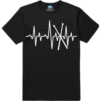 Pánské tričko Pánské tričko Kardiogram a Paličky na Bubny (Velikost: 4XL, Barva: Černá)