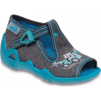 Chlapecké bačkory Befado dětské papuče na suchý zip šedé, velikost 18