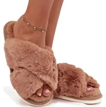 Dámská obuv PANTOFLE DÁMSKÉ KOŽÍŠKOVÉ S PROPLÉTANÝMI PÁSKY CAMEL 36/37