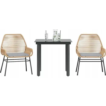 vidaXL 3dílný zahradní jídelní set s poduškami polyratan sklo [3334562] Barva: Hnědá