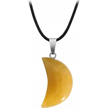 Náhrdelník Náhrdelník Citrín Měsíc s Kamenem Citrín Černá Chirurgická Ocel