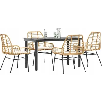 Zahradní nábytek z umělého ratanu vidaXL, černý, 5 dílů