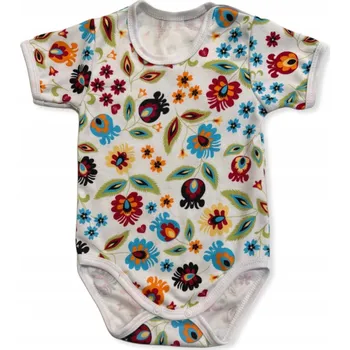 Kojenecký body DÍVČÍ BODY 80 krátký rukáv bavlna 100% FOLK KVĚTINA