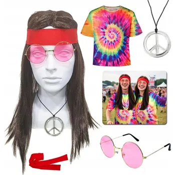 Karnevalový kostým Kostým, kostým hipísák unisex, paruka 60. a 70. léta retro, karneval, ples