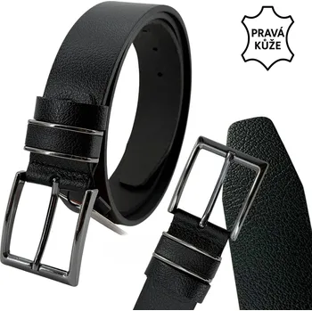 Opasek clk Pánský kožený opasek černý 130 cm, šířka 3,8 cm – ručně dokončovaný