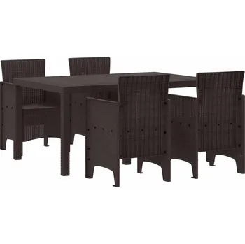 Zahradní sestava vidaXL Zahradní jídelní souprava 5 pcs Hnědá Ratan Polt [3378697]